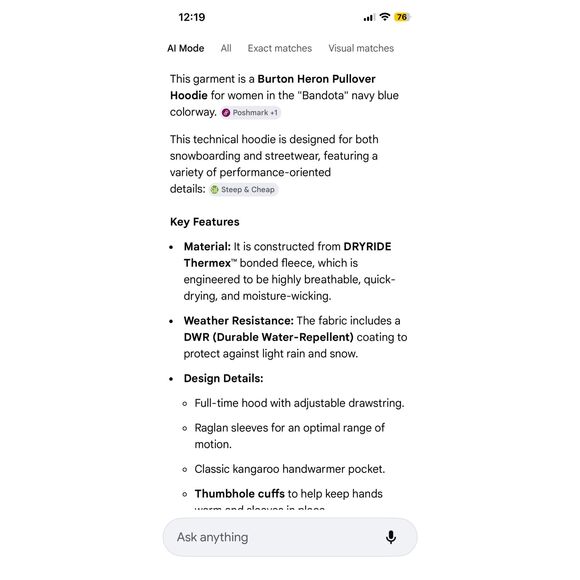 BURTON | heron pullover hoodie bandota navy blue colorway M - Picture 2 of 13